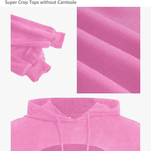 Barbie pink cropped sweatshirt dancer hip hop sexy yoga gym workout sport hoodie - Picture 3 of 3